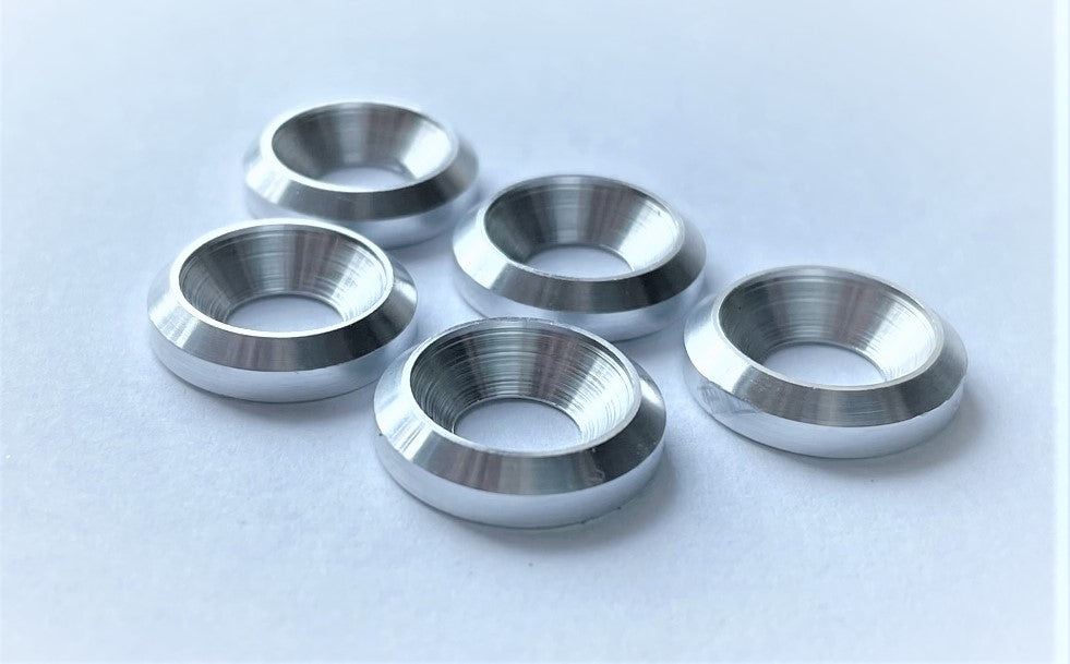 Aluminium Countersunk Cup Washers M6 16mm dia CNC Solid Metal 5x